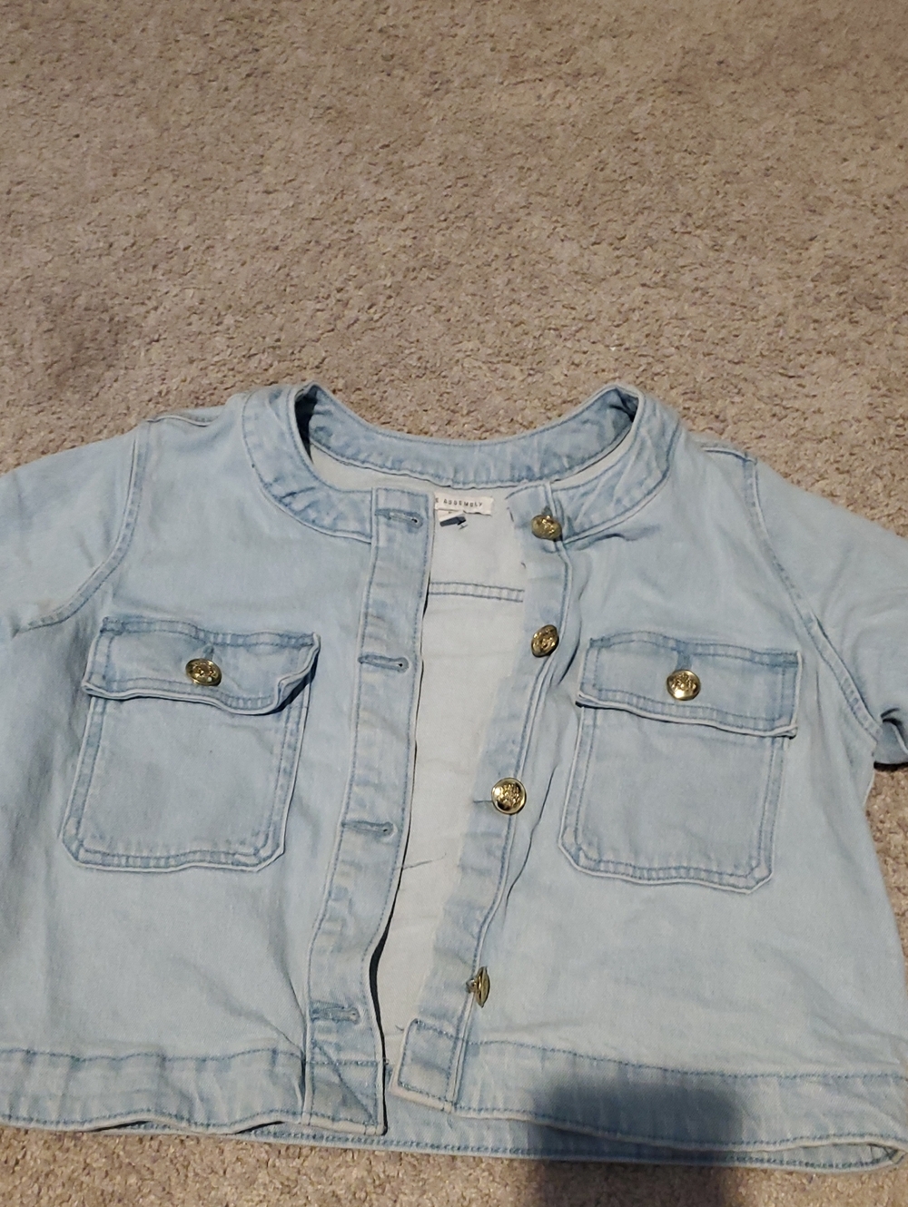 Light Blue Denim Jacket with Gold Buttons - Women's Jean Jacket